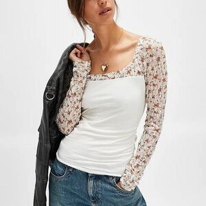 Free People Lace Floral Josie Top